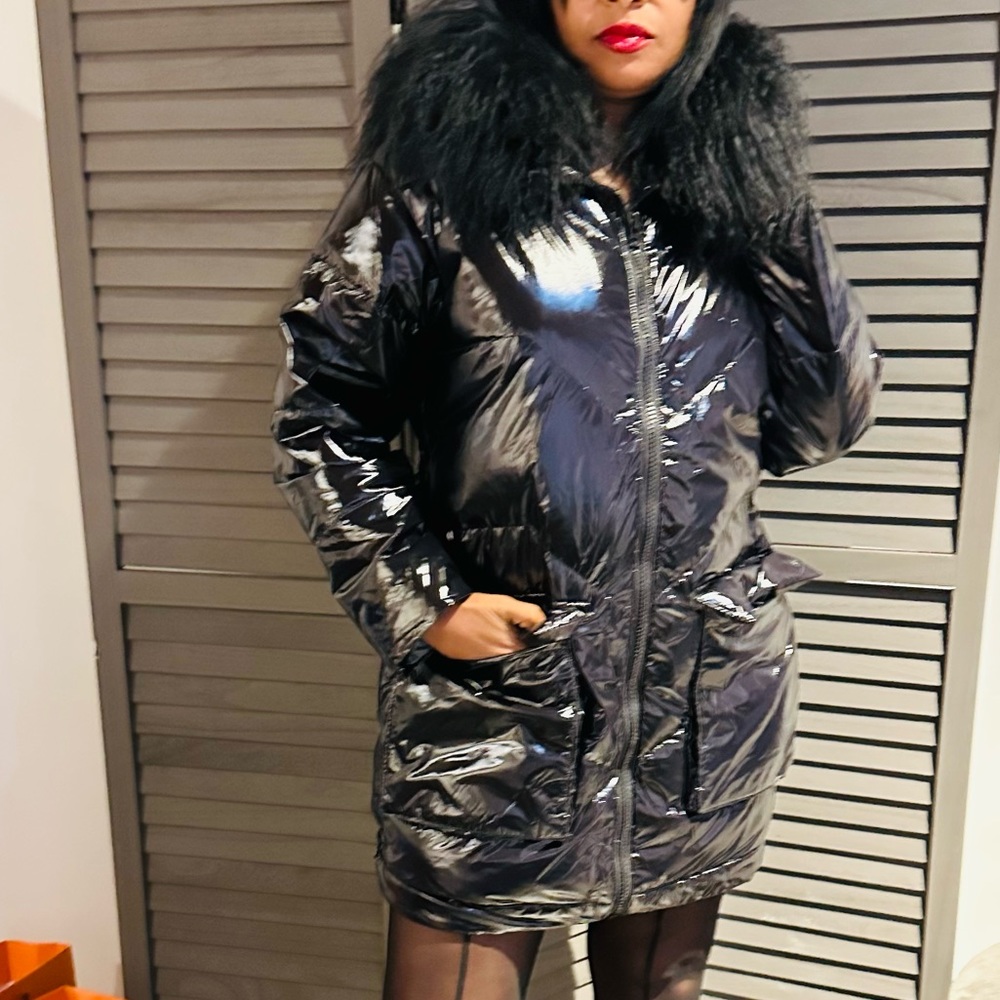 Mongolian fur collar down coat